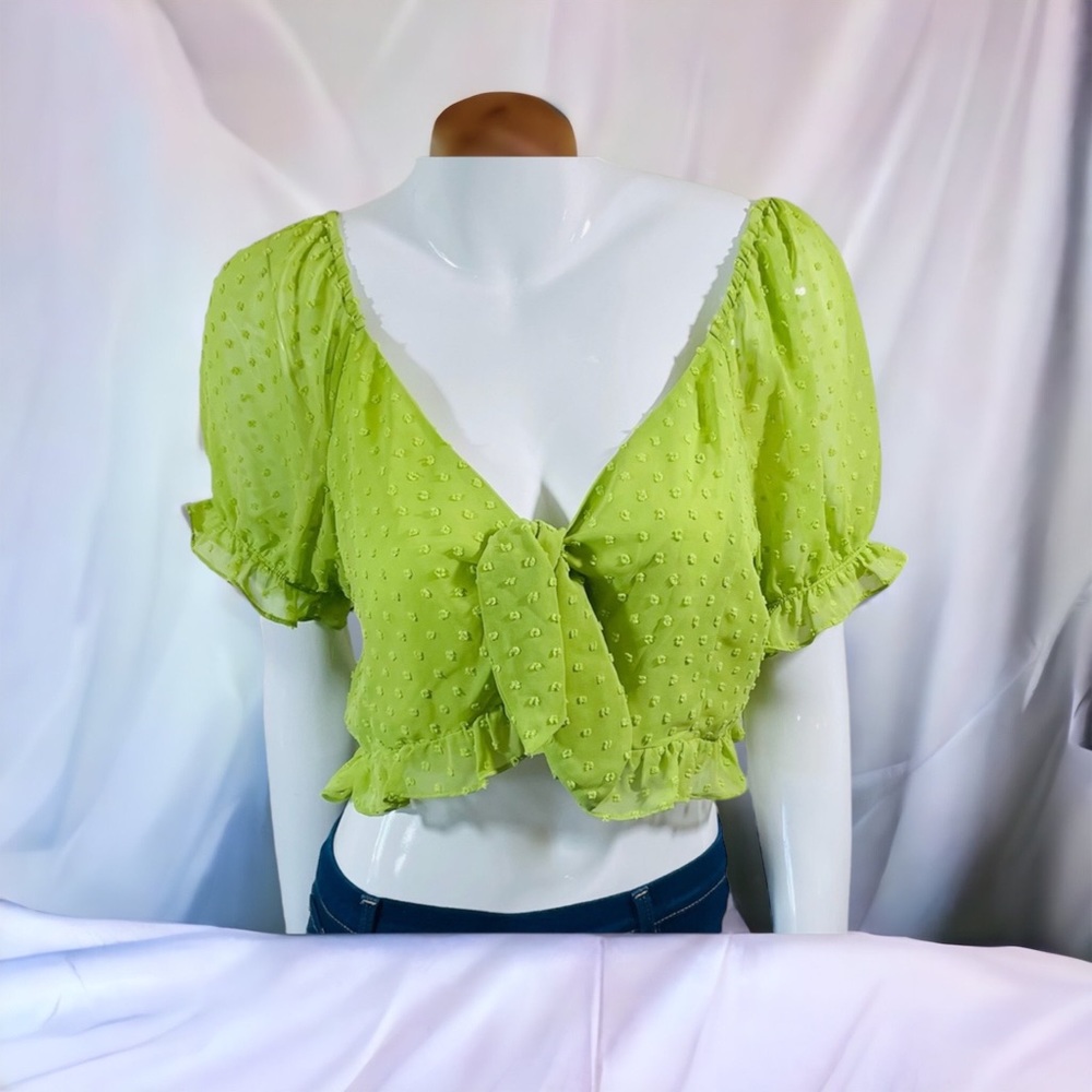NWT BCBGeneration Citron Knot Tie Crop Top Size L